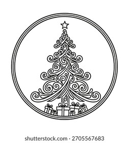Einfache Weihnachtsbaum Linie Art Vektor