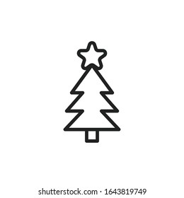 Simple christmas tree line icon. Stroke pictogram. Vector illustration isolated on a white background. Premium quality symbol. Vector sign for mobile app and web sites.