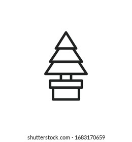 Icono simple de la línea del árbol de Navidad. Pictograma de trazo. Ilustración vectorial aislada en un fondo blanco. Símbolo de calidad superior. Signo de vector para aplicaciones móviles y sitios web.