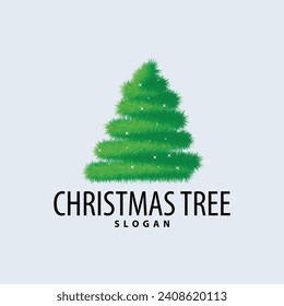 Simple Christmas tree logo design with abstract minimalist vector illustration christmas template