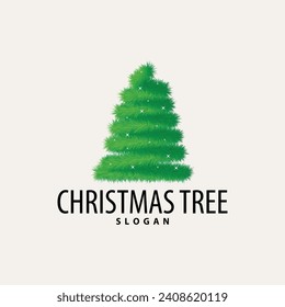 Simple Christmas tree logo design with abstract minimalist vector illustration christmas template