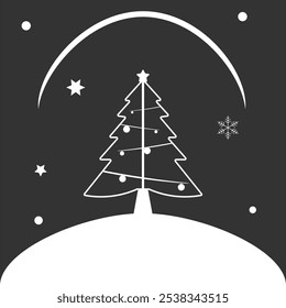 Simple árbol de Navidad en la colina