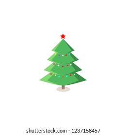 Simple christmas tree original New Year card. Fashion graphic background design. Modern stylish abstract texture. Design flat element. Colorful template for prints, card, poster. Vector illustration