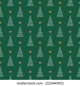 simple christmas tree pattern on green background