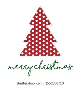 Simple christmas tree with polka dot pattern and greeting text