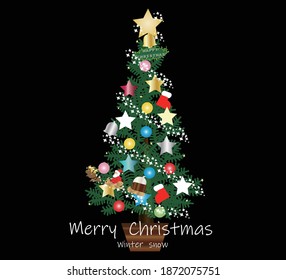 Simple Christmas tree postcards cards