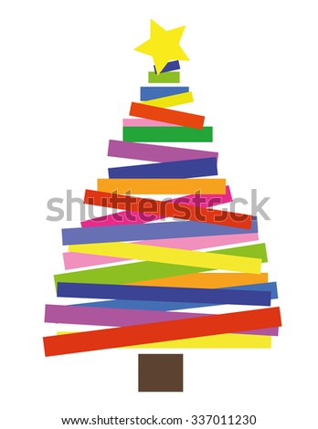 simple christmas tree shape made from coloured strips or rectangles with a gold star on top - Simple Christmas Tree simple christmas tree shape made from coloured strips or rectangles with a gold star on top - Simple Christmas Tree