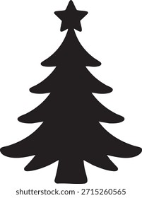 Silueta simple del árbol de navidad con la estrella en el diseño superior de las vacaciones para los carteles de los fondos, las tarjetas de felicitación, los anuncios y los diseños