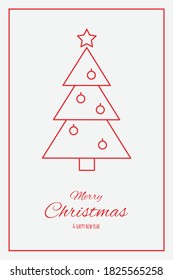 Simple Christmas tree with wishes. Xmas greeting card. Vector