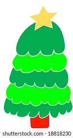 árbol de navidad simple con estrella amarilla arriba