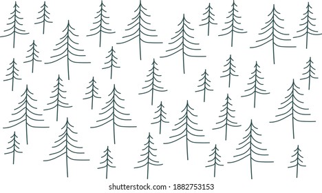 Simple christmas trees on christmas card