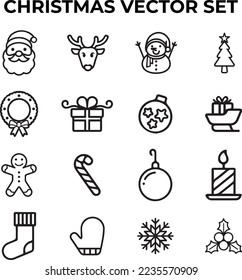 Simple Christmas vector icon set
