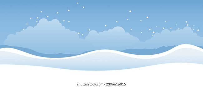 Simple Christmas winter landscape with snow drifts. Snow background. Christmas snowdrifts. New Year's design.