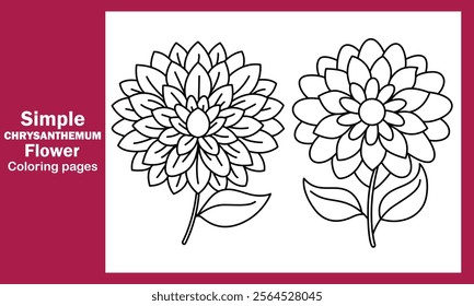 "Simple Chrysanthemum Flower Coloring Pages – Elegant and Relaxing Floral Designs for All Ages"