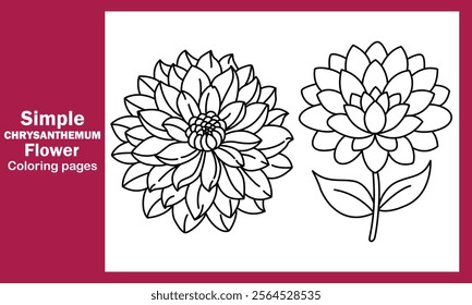 "Simple Chrysanthemum Flower Coloring Pages – Beautiful and Easy Floral Designs for Relaxation and Creativity"