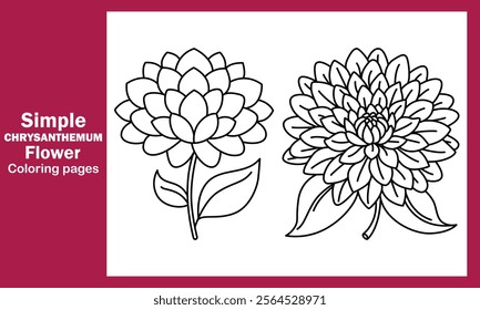 "Simple Chrysanthemum Flower Coloring Pages – Easy and Elegant Floral Designs for All Ages"