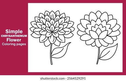 "Simple Chrysanthemum Flower Coloring Pages – Elegant and Relaxing Floral Designs for All Ages"