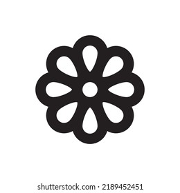 Simple Chrysanthemum Flower Icon, Vector Outline Icon On White Background.