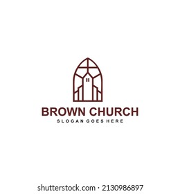 simple Church Building with line Logo Design