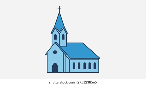 Simple Church Icon Flat Illustration