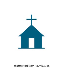 Simple church icon. Vector icon blue
