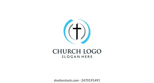 Simple church logo design with unique concept, Premium vector