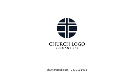 Simple church logo design with unique concept, Premium vector