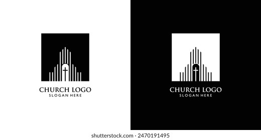 Einfaches Kirchenlogo-Design mit einzigartigem Konzept, Premium-Vektorgrafik