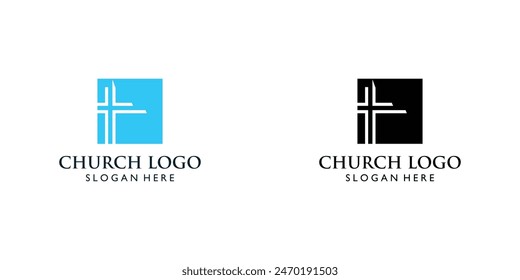 Simple church logo design with unique concept, Premium vector
