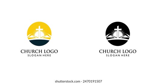 Simple church logo design with unique concept, Premium vector