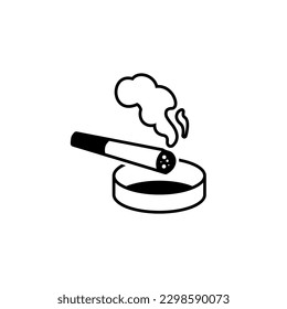 simple cigarette icon illustration vector, cigarettes on the ashtray