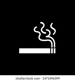 Simple Cigarette Icon On Black Background. Black Flat Style Vector Illustration