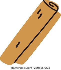 Simple cinnamon stick. Vector cartoon spice illustration.