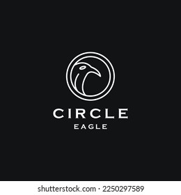 simple circle with abstract eagle head logo design template for animals