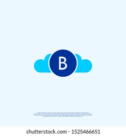 simple circle with blue circle creative B logotype design isolated on blue background