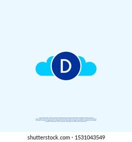 simple circle with blue circle creative D logotype design isolated on blue background