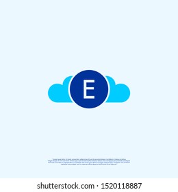 simple circle with blue circle creative E logotype design isolated on blue background