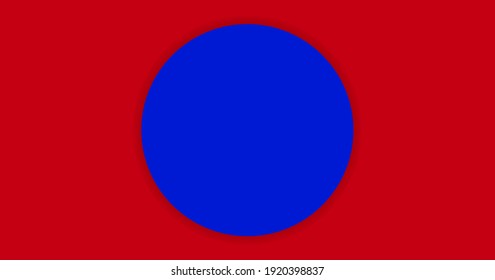 círculo simple azul sobre fondo rojo para banner, espacio de copia, color azul de círculo de papel y rojo para fondo