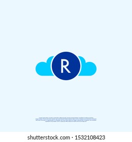 simple circle with blue circle R logotype creative design isolated on blue background