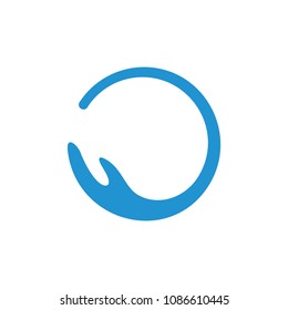 simple circle blue wave design logo vector