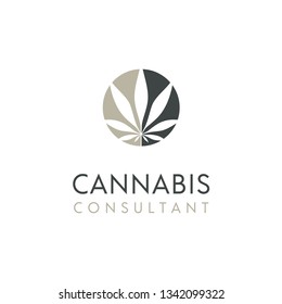 Simple Circle Cannabis Leaf for Marijuana Hemp Cultivation or CBD logo design