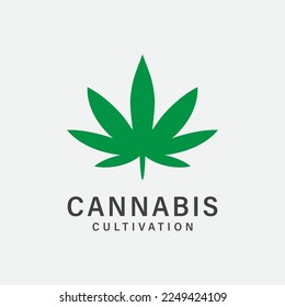 Simple Circle Cannabis Leaf for Marijuana Hemp Cultivation or CBD logo design