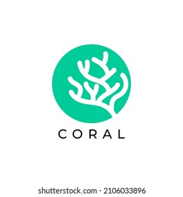 Simple Circle Coral Logo Design Template