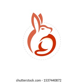 simple circle cute rabbit logo design inspiration