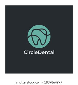 Simple Circle Dental Teeth Logo Design Vector