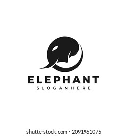 simple circle elephant logo design vector