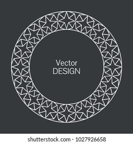 Simple circle frame. Greeting cards. Wedding invitations. Monogram, logo, template, labels, badges. Circular ornament. Round seamless frame with place for the text