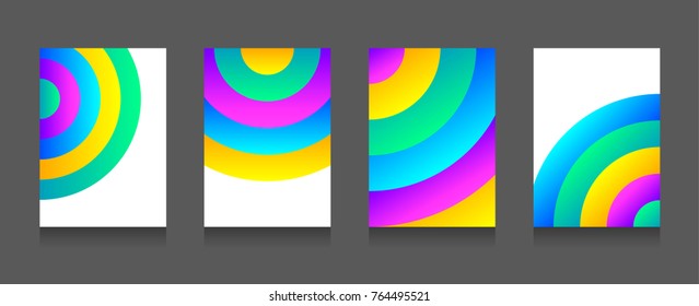 Simple circle geometric cover set with  colorful background pattern