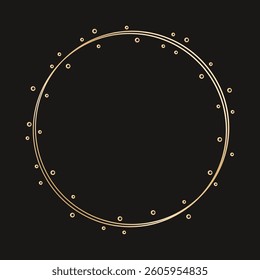Simple circle geometric gold frame. Vector modern design template for wedding or birthday invitation, brochure, poster and business card