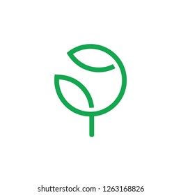 simple circle geometric leaf logo vector